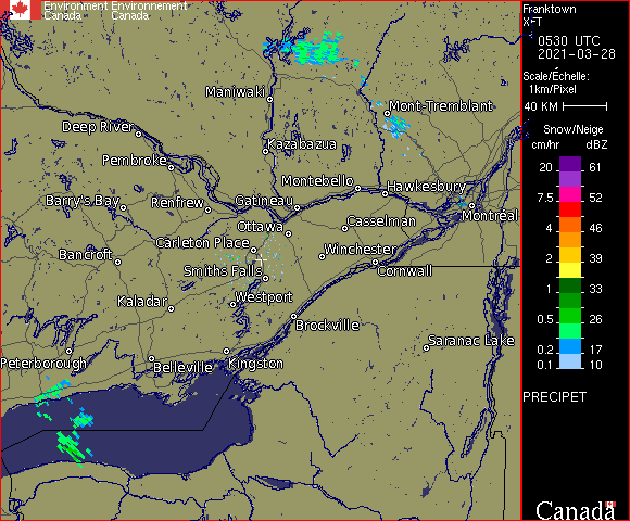 Franktown, Ontario - Imagerie radar - Environnement Canada