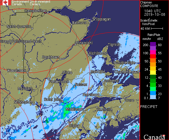 Chipman, Nouveau-Brunswick - Imagerie radar - Environnement Canada